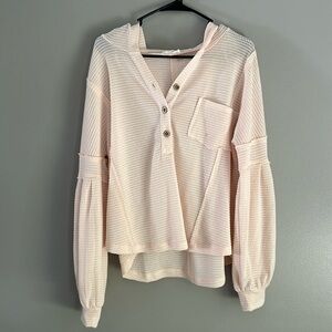 Lightweight quarter button hooded top